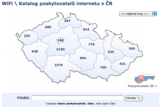 Databáze poskytovatelů internetu